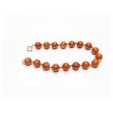 BRACELET, 14K GOLD, STERLING SILVER + RED STONE