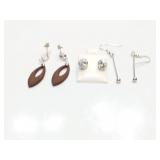 EAR RINGS, 3PR, STERLING SILVER, 8G