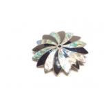 BROACH STERLING SILVER INLAYED 14.1G