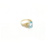 RING, 14K GOLD, W/ BLUE TOPAZ, 5.8G