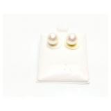 EAR RINGS, 9MM CULTURED PEARL, 14K GOLD, 2.4G