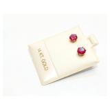 EAR RINGS, LAB GROWN RUBY, 14K GOLD FILLED,