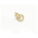 EAR RINGS, CLEAR STONES, 14K GOLD, 3.3G