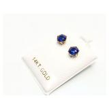 EAR RINGS, SYNTHETIC STONES, 14K GOLD, 1.2G