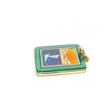 PENDANT, INTARSIA STONE- INLAID, 14K GOLD, 11.6G