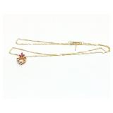NECKLACE, RUBY/ DIAMONND, HEART SHAPED, 14K GOLD,