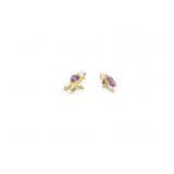 PENDANT, 2 GOLD/ AMETHYST, 14K GOLD, 3G
