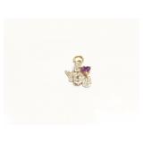 PENDANT 10K GOLD, AMETHYST/ DIAMOND 1.1G