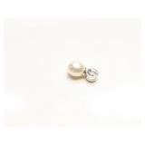 PENDANT 14K GOLD, 8MM PEARL, DIAMOND 2G