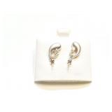 EAR RINGS 18K, .07CT DIAMONDS- CHIPS PRESENT 4.3G