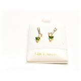 EAR RINGS 14K CHROME DIOPSIDE W SMALL CHIP 1.6G