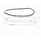 MIXED NECKLACES LOT, STERLING SILVER AND LEATHER