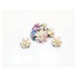 BROACH +EAR RINGS CROWN DERBY