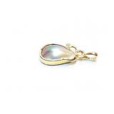 PENDANT, MARBA PEARL/ SMALL DIAMONDS, 14K GOLD,