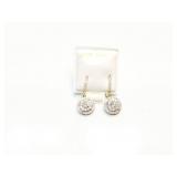 EAR RINGS, .5CT CENTER, .5CT SIDE DIAMONDS, 14K
