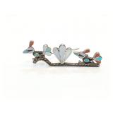 BROACH, STERLING SILVER INLAY WITH MOTHER OF