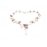 NECKLACE, PEARL + CRYSTAL MULTI COLOR