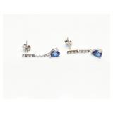 EAR RINGS, DIAMOND/ TAZANITE, 2.5G, 14K GOLD