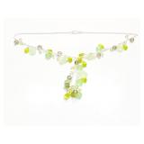 NECLACCE, STERLING SILVER, GREEN STONE, 12G