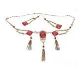 NECKLACE W/ ESR RING W RED STONE- VINTAGE