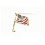 BROACH, AMERICAN FLAG, RUBY/ SAPPHIRE/ DIAMOND,