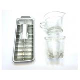 QUICKCUBE  ALUMINUM ICE TRAY- 2 VINTAGE GLASSWARE