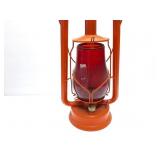 DIETZ- LANTERN WITH RED DIETZ GLASS- SMALL CRACK
