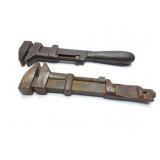 2- VINTAGE ADJUSTABLE WRENCHES-BOTH HAVE MARKINGS