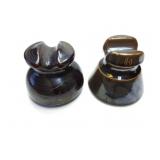 2- BROWN CERAMIC INSULATORS