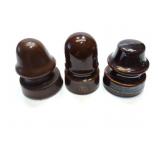 3- BROWN PORCELAIN INSULATORS