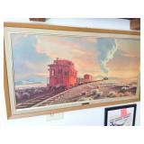 P. DETLEFSEN FRAMED PAINTING "THE RED CABOOSE"