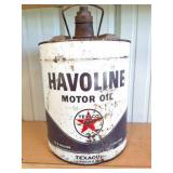 TEXACO- HAVOLINE MOTOR OIL- 5 GALLON VINTAGE CAN