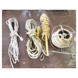 ROPE LOT- ONE VINTAGE REEL WITH TOPE AND THREE