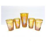 CARNIVAL GLASS TUMBLERS- 5 ITEMS-TALLEST IS 6
