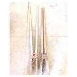 2 POST HOLE DIGGERS WITH WOODEN HANDLES