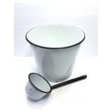 ENAMEL WARE - 2 GALLON BUCKET- HAS HANDLE AND