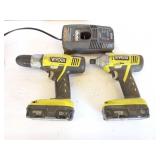 RYOBIN18V- DRILL- IMPADT DRIVER - BATTERIES AND