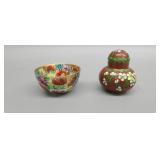 Lot of 2 antique chinese cloisonne hand painted