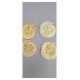 Lot of 4 Antique chinese Jade hand carved dragon