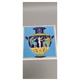 Hand painted Greek or Roman porcelain tile 6" x