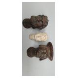 Lot of 3 miniature head sculptures