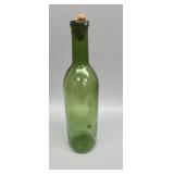 Antique green glass bottle 
11.50" x 3"