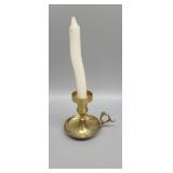 Antique brass candelabra with candle 10.50" x