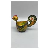 Antique hand painted wooden rooster cup

4.75"x
