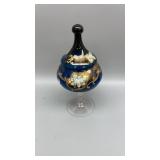 Antique hand painted Bohemian glass lidded