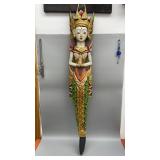 Large Antique hand painted Wooden sculpture of