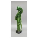 Vintage Chinese green candle sculpture of woman