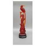 Antique Chinese red resin sculpture 14.75" ht