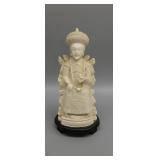 Chinese ivory color emperor sculpture 9" ht