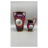 Chinese hand painted Porcelain Vase and Pitcher